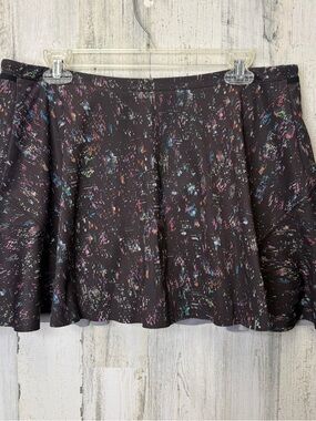 Athleta Black Flare Skirt with Multicolor Splatter Print